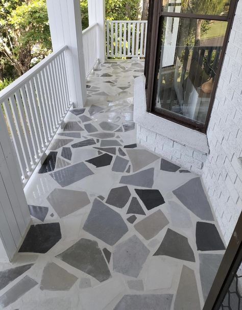 Mosaic Walkway, Beautiful Bedroom Colors, Christmas Living Room Decor, House Front Door Design, Terrace Floor, Porch Tile, Beautiful Outdoor Living Spaces, New Ceiling Design, Balcony Flooring