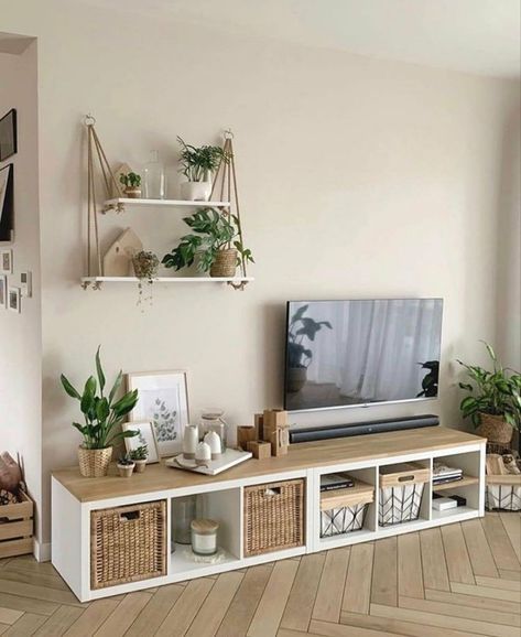 Ikea Tv Shelf, Best Ikea Hacks, Ikea Desk Hack, Minimalist Living Room Design, Ikea Bedroom, Organic Modern Decor Living Room, Ikea Furniture Hacks, Classy Decor, Inviting Home