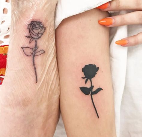 opposites Small Rose Tattoo, Парные Тату, Matching Tattoo, Tattoo Feminina, Tattoos For Daughters, Tattoo Designs For Women, Couple Tattoos, Piercing Tattoo, Rose Tattoos