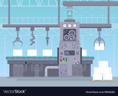 Industrial Concept, Natural Resource Management, Factory Interior, Conveyor System, Vector Technology, Isometric Illustration, Interior Illustration, Line Illustration, Flat Illustration