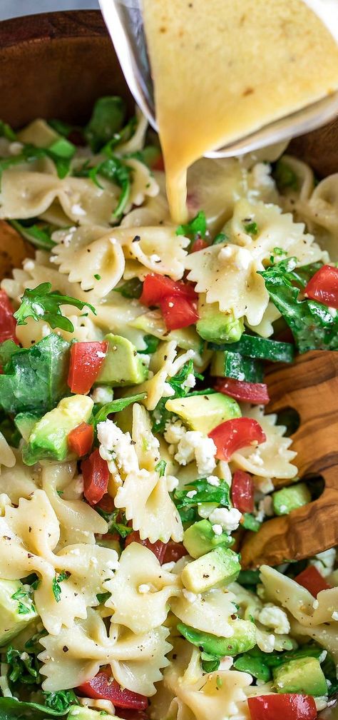 Pasta Salad With Arugula, Salad With Lemon Dressing, Cucumber Pasta, Cucumber Pasta Salad, Mediterranean Pasta Salad, Feta Pasta Salad, Mediterranean Pasta Salads, Mediterranean Pasta, Pasta Salad Dressing