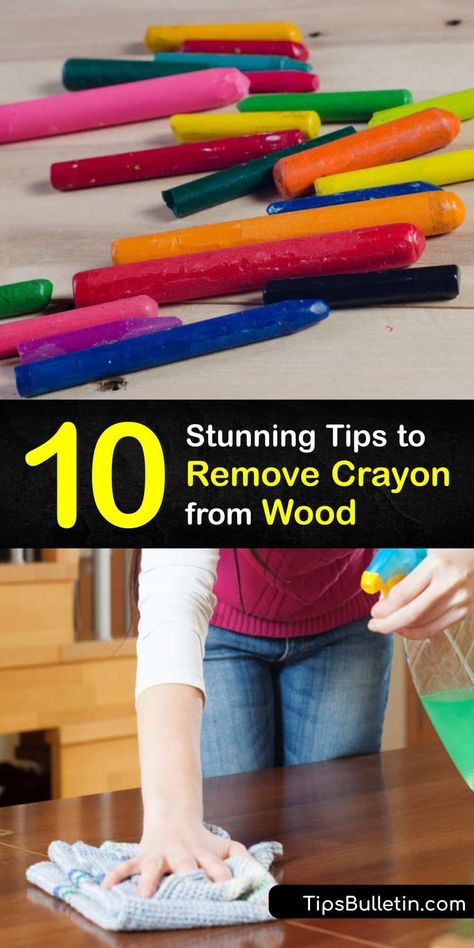 How To Remove Crayon From Wood, White Wood Furniture, Remove Wax, Diy Cleaning Solution, Wax Crayons, Wooden Drawers, Cleaning Wood, Magic Eraser, Melting Crayons