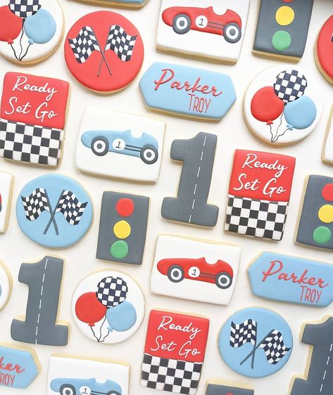 Sweet to the Soul LLC on Instagram: “Ready, Set, Go! 🏁🏁🚦🏎️ . Design inspiration from @ainslielanecookiestudio @luluscustomcookies 🖤” Race Car Cookies, Cookie Techniques, Car Cookies, Ready Set Go, Race Car Birthday, Decorated Sugar Cookies, Cars Birthday, Monster Cookies, Race Car