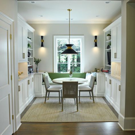 As part of a total kitchen renovation, the homeowners also wanted to elevate the appearance and function of their breakfast area. The space had previously been a prep kitchen area, and it was redesigned into a breakfast nook with a small table, window seat, and chairs. The seating area is flanked by beautiful white display and storage cabinets. The cozy space is now an inviting spot and maximizes the use of functional storage space. #SchuonCabinets #BreakfastNook #KitchenRenovation Prep Kitchen, Kitchen Area, Other Space, Breakfast Area, Breakfast Nook, Functional Storage, Window Seat, Small Tables, Cozy Space