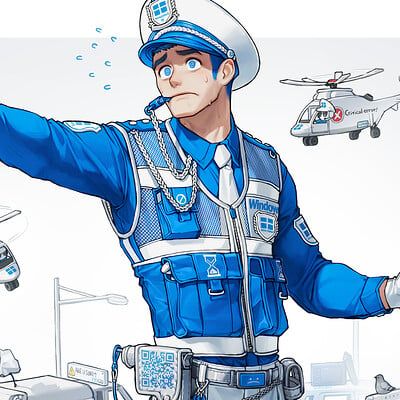 Anime Character Ideas, Rinotuna Art, Anime Rpg, Train Conductor, Traffic Police, Art Outfit, Blue Screen, Character Ideas, Handsome Anime Guys