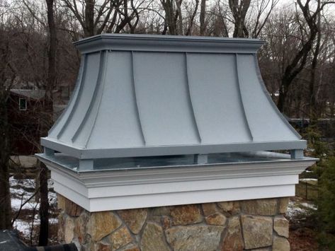 Bronze Chimney Cap, Fireplace Exterior Chimney, Chimney Caps Ideas Design, Chimney Caps Metal, Exterior Chimney Ideas, Chimney Caps Ideas, French Chimney, Chimney Shroud, Chimney Tops