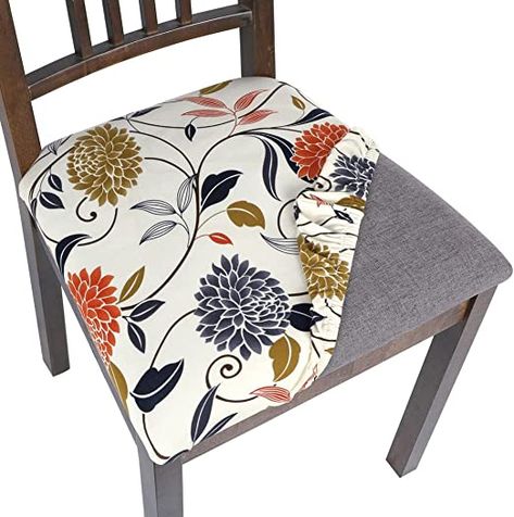 Seat Cushions For Dining Chairs, Covers For Dining Room Chairs, Dining Seat Covers, Cushions For Dining Chairs, Chair Seat Covers, Floral Fabric Design, Dining Chair Seat Covers, Kitchen Chair Covers, Chair Cushion Covers