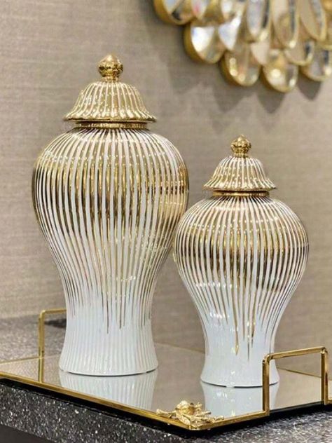 Flower Vase Crafts, Flower Bottle, Storage Tanks, Vase Crafts, Gold Vases, Ceramic Light, Cosmetic Containers, Jar Vase, Ceramic Jars