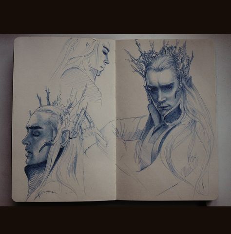 Thranduil sketches by mariyariot on tumblr Lotr Art, Dirty Harry, Thranduil, Legolas, Cool Sketches, Sketch Painting, Fantastic Art, Portrait Drawing, St Petersburg