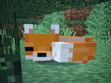 Cute minecraft fox sleeping Minecraft Fox Sleeping, Fox Minecraft, Minecraft Animals, Cute Minecraft, Fox Sleeping, Minecraft Things, Minecraft Pixel Art, Minecraft Fan Art, Cat Sleeping