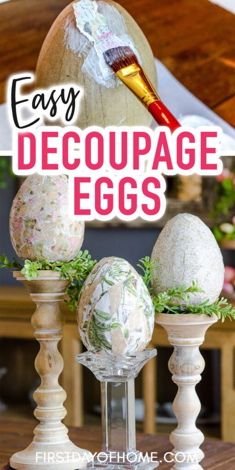 Easter Egg Decoupage, Decoupage Easter Eggs, Decoupage Eggs, Easter Craft For Kids, Diy Decoupage, Easter Craft Projects, Easter Crafts For Adults, Spring Craft, Easy Easter Crafts