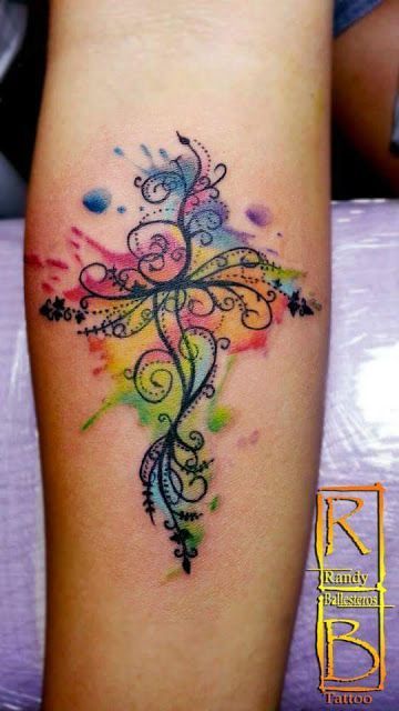 25+ best ideas about Watercolor tattoos on Pinterest | Color ... Tattoo Ideas Cross, Sanskrit Tattoo, Cross Tattoos For Women, Kunst Tattoos, Tattoo Zeichnungen, Cross Tattoo Designs, Disney Tattoo, Geniale Tattoos, Tatuaje A Color