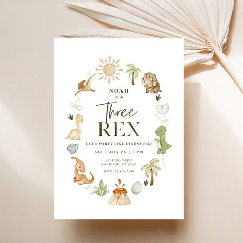 3 Rex Birthday Party Invitation, Three Historic Birthday Party, Three Rex Birthday Cake, Three Rex Birthday Party Boy, Dinosaur 2nd Birthday, Dinosaur 3rd Birthday, Third Birthday Boys, 3rd Birthday Invitation, Dinosaur Party Invitations