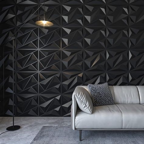 Art 3d wall panel, wall panel diamond decor, diamond 3d wall panel, home decor, 3d black wall panel, modern home decor inspo, 3d Textured Wall Panels, Black Tile Bathrooms, Accent Wall Panels, Wall Panel Molding, Textured Wall Panels, 3d Wall Tiles, Pvc Wall Panels, Tile Panels, Dimensional Wall