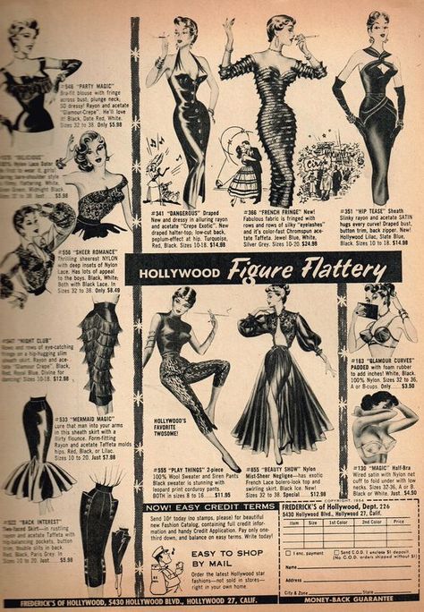 Fredrick’s Hollywood, 60s Vintage Fashion, Frederick’s Of Hollywood, Classic Lingerie, 20th Century Fashion, Fashion 1950s, Fredericks Of Hollywood, Old Fashion, Vintage Lingerie