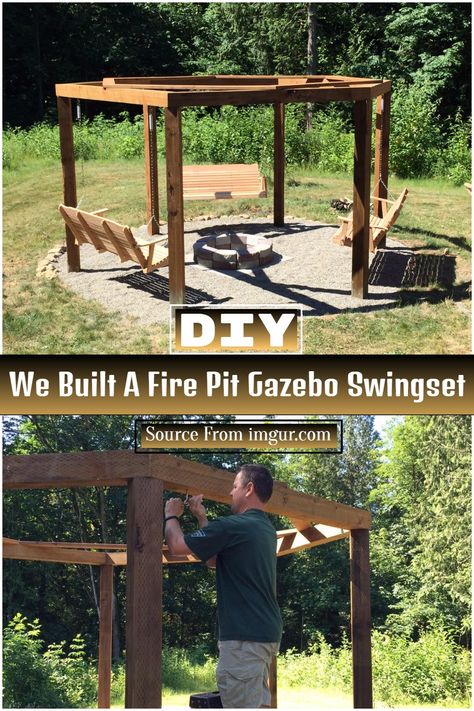 31 DIY Gazebo Plans You Can Build Free - DIYsCraftsy Diy Gazebo Ideas Cheap, Diy Gazebo Ideas, Gazebo With Fire Pit, Fun Planters, How To Build A Fire Pit, Diy Gazebo, Gazebo Ideas, Gazebo Plans, Outdoor Gazebo