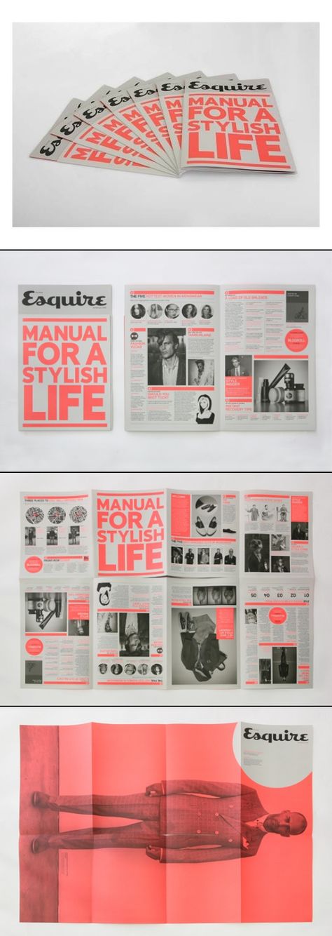 Esquire manual for stylish life. Booklet Ideas, Zine Ideas, Fashion Editorial Layout, Newspaper Layout, Editorial Design Layout, Book And Magazine Design, Timeline Design, Newspaper Design, Booklet Design