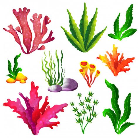 Sea Creatures Drawing, Sea Algae, Underwater Plants, Underwater Painting, Mermaid Cake Topper, Sea Plants, Coral Art, Birthday Cake Topper Printable, Sea Crafts