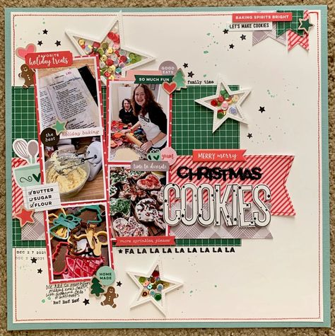 Christmas Cookies - Project Idea - Scrapbook.com Christmas Cookie Scrapbook Layout, Making Christmas Cookies Scrapbook Pages, Christmas Cookies Scrapbook Layouts, Cookie Scrapbook Layouts, Winter Scrapbook Ideas, Christmas Scrapbooking Layouts, 6x8 Scrapbook Layouts, Christmas Scrapbook Ideas, Scrapbook Yearbook