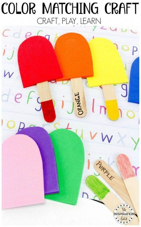 Kids Color matching game #preschool #kindergarten #colour #color #teachkids #homeschool #kidscrafts #craftideas #popsiclecrafts #popsiclesticks #parenteducation Popsicle Stick Crafts For Kids, Popsicle Crafts, Preschool Colors, Summer Crafts For Kids, Mothers Day Crafts For Kids, Popsicle Stick Crafts, Paper Plate Crafts, Popsicle Stick, Toddler Learning Activities