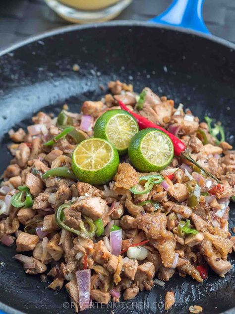 Chicken Sisig Recipe Filipino Food, Chicken Sisig Recipe, Pinoy Chicken Recipe, Chicken Skin Recipes, Sisig Recipe Philippines, Duck Meals, Pork Sisig Recipe, Palabok Recipe, Kaldereta Recipe