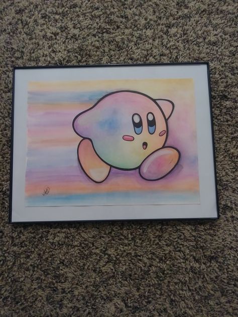 Kirby Painting, Watercolor Ideas, Kirby, Drawing Painting, Winnie The Pooh, Watercolor Paintings, Art Ideas, Video Games, Fan Art