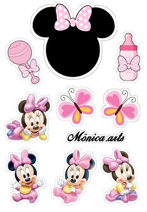 Minnie Mouse Cake Decorations, Diy Cake Topper Printable, Minnie Mouse Cupcake Toppers, Minnie Mouse Stickers, Minnie Mouse Decorations, Minnie Mouse Drawing, Minnie Mouse Cake Topper, Mimi Birthday, Minnie Mouse Balloons