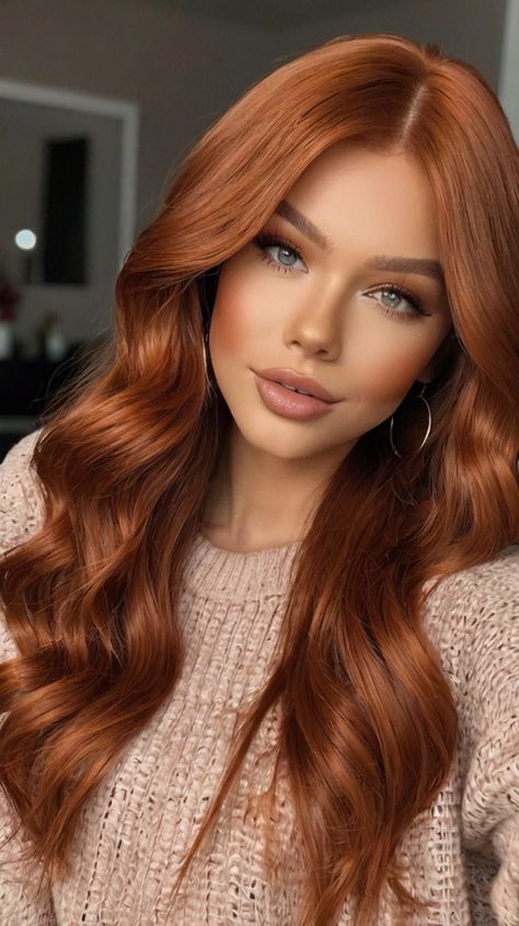 fall hair colors 2024 copper Hair Colour Trends For 2025, Terra Cotta Hair Color, Brown Auburn Hair Color, Rose Copper Hair, Auburn Ginger Hair, Vibrant Copper Hair, Hair Coloring Styles, Copper Lob, Red Auburn Hair