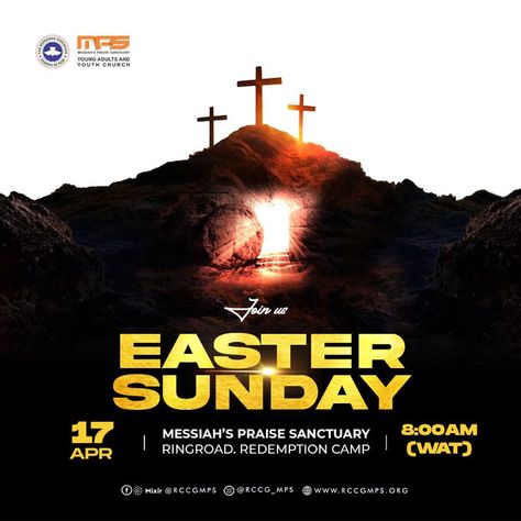 EASTER SUNDAY FLYER DESIGN FOR CHURCH SOCIAL MEDIA POST Easter Graphics Church, Sunday Flyer Design, Church Poster Ideas, Church Social Media, Easter Poster Design, Easter Graphic Design, Easter Poster, Travel Clipart, Church Backgrounds