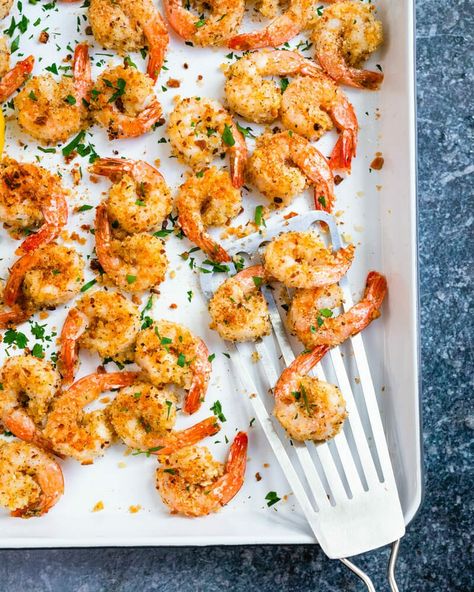 Broiled Shrimp Easy Baked Shrimp, Ways To Cook Shrimp, Broiled Shrimp, A Couple Cooks, Shrimp Recipes For Dinner, Healthiest Seafood, Easy Seafood, Vegetarian Cookbook, Baked Shrimp