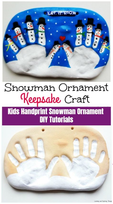 Hand Print Snowman, Handprint Snowman, Christmas Craft Kids, Kids Christmas Crafts Ornaments, Kindergarten Christmas Crafts, Christmas Ornaments Diy Kids, Baby Christmas Crafts, Ornaments Diy Kids, Diy Snowman Ornaments