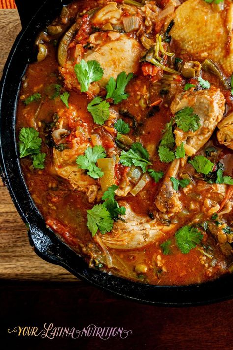 Pollo Guisado Dominican (Dominican Chicken Recipe) — Your Latina Nutrition Dominican Chicken Stew, Dominican Pollo Guisado Recipe, Dominican Chicken Recipes, Stewed Chicken Recipes, Chimichurri Burger, Dominican Chicken, Pollo Guisado Recipe, Dominican Recipes, Stewed Chicken