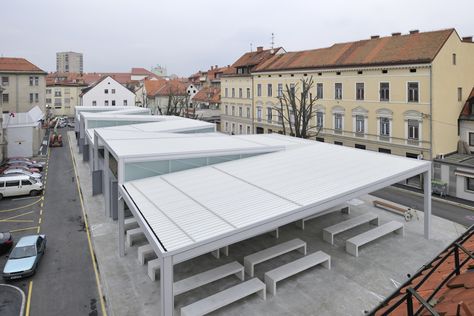 Trznica: Celje (Slovenia), 2010 Studio Marketing, Traditional Market, Roof Architecture, European Architecture, Outdoor Market, Historic Preservation, Canopy Outdoor, Urban Spaces, Urban Farming