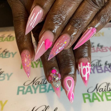 Ray♡Baby🏳️‍🌈🤪 (@nailsbyraybaby) posted on Instagram: “#BreastCancerAwareness ⭐️FOLLOW MY TIKTOK @raybaby.if.ya.nasty⭐️ #notd  #RayBabyDidMyNails #nailsbyraybaby  #nailscheck   #nailsoftiktok…” • Oct 14, 2021 at 12:22am UTC Oval Shaped Nails, October Nails, Brown Nails, Dope Nail Designs, Dope Nails, Mani Pedi, Nail Tech, Coffin Nails, Stylish Nails