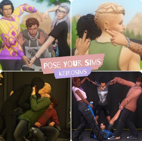 Sims 4 Trio Poses, Sims 4 Poses Friends, Story Poses, Sims 4 Poses, Aesthetic Sims, Hug Pose, Sims Poses, Ts4 Poses, Cc Packs