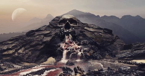 Skull Mountain Skull Mountain, Cave Images, Matte Paintings, Matte Painting, A Skull, Mount Rainier, Mount Everest, Entrance, Paintings