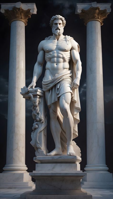 Greek Statues Male, Muscular Statue, Sculpture Art Classic, Greek Sculpture Aesthetic, Greek God Physique, Statue Lighting, Greek Statues Aesthetic, Greek God Statues, Baddie Wallpaper Ipad