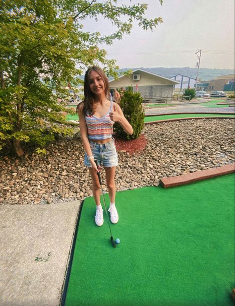 summer mini golf aesthetic fun date idea Golf Date Outfit, Mini Golf Aesthetic, Mini Golf Date Outfit, Mini Golf Date, Golf Date, Golf Fits, Golf Aesthetic, Date Idea, Date Outfit