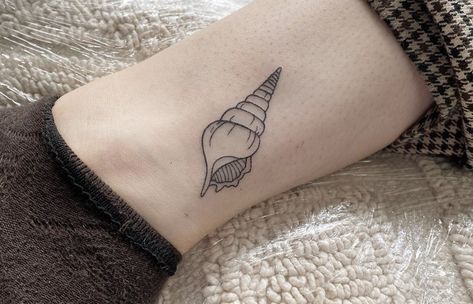 Olive Shell Tattoo, Fine Line Shell Tattoo, November Tattoo, Small Words Tattoo, Shell Tattoo, Couples Tattoo, Shell Tattoos, Anchor Tattoo, Ink Inspiration