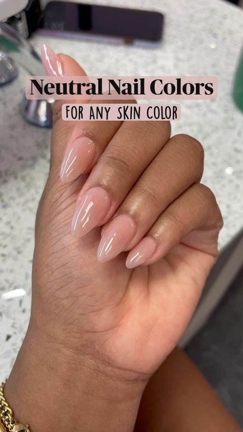 nails Natural Color Nails Black Women, Nail Extensions On Dark Hands, Wedding Nails For Black Women, Classy Nails By Skin Tone Range, Clear Tan Nails, Natural Nail Colors Acrylic, Natural Set Nails, Nail Designs Tan Skin, Natural Nails By Skin Tone Range