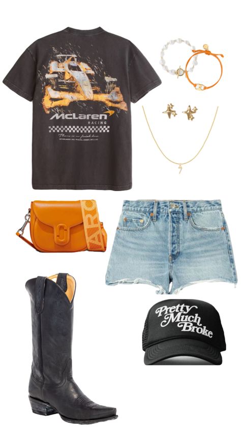 formula 1 outfit #outfitinspo #formula1 #fashioninspo #mclarenf1 #outfitinspiration Austin Formula 1 Outfit, Carb Day Indy 500 Outfit, F1 Monaco Outfits, Texas Fair Outfit, Indy Race Outfit, Car Show Outfits For Women Summer, Daytona 500 Outfit Women, Indy Car Race Outfit, What To Wear To F1 Race Women