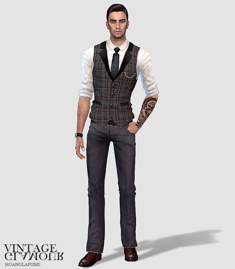 Vintage gentlemen set | HoangLapSims on Patreon Sims 4 Male Vintage Cc, Dark Academia Sims 4 Cc Male, Hot Sims 4 Male, Sims 4 Cc Dark Academia Clothes Male, Sims 4 Dark Academia Cc, Male Party Outfits, Mortimer Goth, Sims Cottage, Sims 4 Cc Clothes