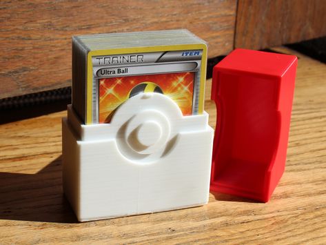 Pokemon TCG card box for Official Pokemon sleeves by Kemmer - Thingiverse 3d Printing Ideas Pokemon, 3d Printing Ideas Organization, Pokemon Deck Box Diy, 3d Printer Pokemon, Pokemon Card Box, Pokemon Sleeves, Cool 3d Prints, Diy Card Box, Teens Bedroom