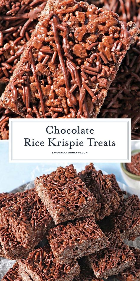 Chocolate Rice Krispie Treats are the best no bake dessert for any chocolate lover. Only 6 ingredients and less than 1 hour to make them! Cocoa Krispie Treats Recipes, Oreo Rice Krispie Treats, Blondie Recipes, Homemade Crackers Recipe, Homemade Rice Krispies Treats, Dessert Cravings, Chocolate Rice Krispie Treats, Fabulous Desserts, Easy Bar Recipes