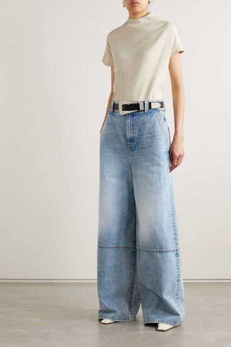 Fall Shopping List, Chunky Belt, Abercrombie Girls, High Rise Wide Leg Jeans, Light Blue Denim, Wide Leg Denim, Denim Shirt, High Jeans, Vintage Denim