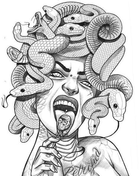 Medusa y las gorgonas símbolo y significado|#tattoo #handtattoo #tattoos #tattooart 706 Tattoo Art Drawings Sketches, Medusa Artwork, Medusa Drawing, Chest Tattoo Drawings, Medusa Tattoo Design, Medusa Art, Medusa Tattoo, Sketch Tattoo Design, Traditional Tattoo Art