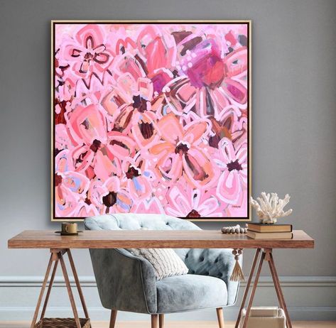 Jen Shewring 🌸MELBOURNE ARTIST on Instagram: "Today I loaded a new explosion of pink to my website. ‘One True Love’ 🌸🌸 This one has seriously yummy bits! Abstract flowers are a joy to paint and happiness for your walls 🌸🌸 Check them out on my website www.jenshewring.com Link is in my profile #jenshewring #jenshewringart #australianinteriors #largeart #statementart #centerpieceart #artforthehome #pinkasthetic #jenshewringartist #sustainableliving #pinkdecor #homerenovation #homereno #aus Jen Shewring, Mexican Prints, Australian Interior Design, Selling Paintings, Flower Paintings, Statement Art, Floral Artwork, Pink Decor, Paintings Art Prints