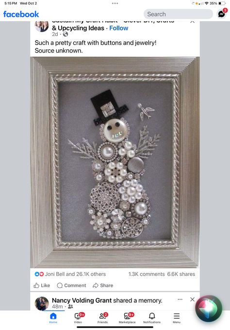 Rhinestone Pictures, Button Snowman, Snowman Art, Jewelry Ornaments, Jewelry Christmas Tree, Vintage Jewelry Art, Jewelry Picture, Jewelry Christmas, Old Jewelry