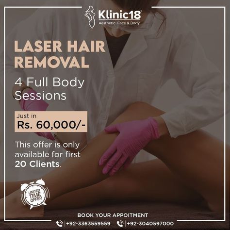 Offers Creative Ads, Body Laser, Hair Laser, Thread Lift, Laser Removal, Stretch Mark Removal, Beauty Clinic, Islamabad Pakistan, Body Hair Removal