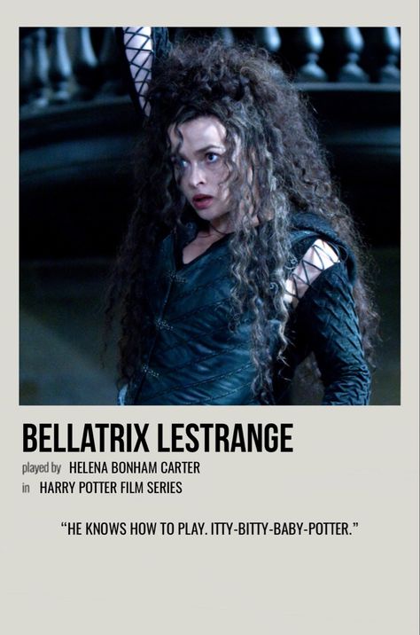 minimal polaroid character poster for bellatrix lestrange from the harry potter movies Harry Potter Polaroid, Harry Potter Poloraids, Harry Potter Poster Polaroid, Harry Potter Polaroid Poster Characters, Fantastic Beasts Polaroid Poster, Harry Potter Movie Polaroid, Harry Potter Bellatrix Lestrange, Movie Character Posters, Harry Potter Wall